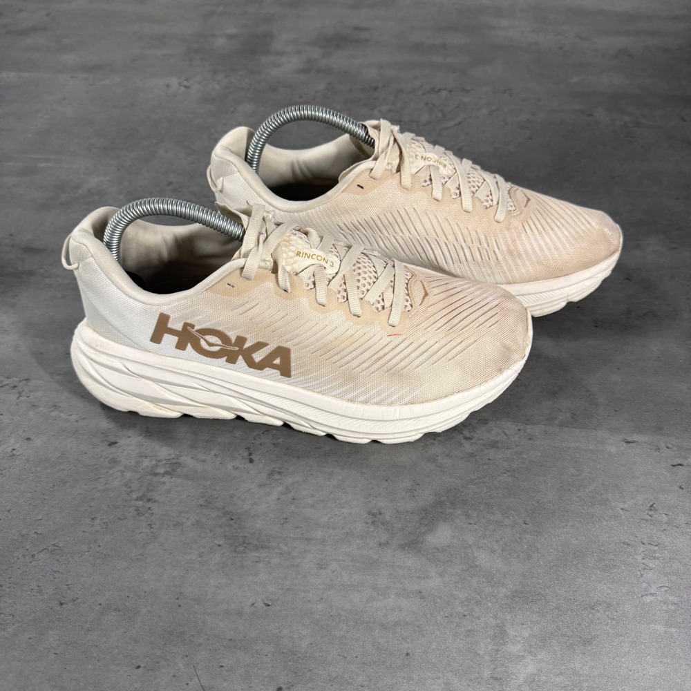 Hoka Rincon 3 Womens 8.5B Eggshell Rose Gold Copper Running Shoes 1119396ERGL